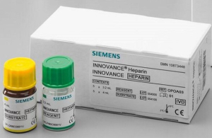 Набор реагентов для количественного определения активности гепарина INNOVANCE Heparin в составе: 1. Реагент гепарина INNOVANCE HEPARIN REAGENT (флакон 3,2 мл) - 5 шт. 2. Субстрат гепарина INNOVANCE HEPARIN SUBSTRATE (флакон 4 мл) - 5 шт.