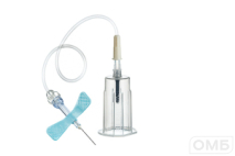 Игла-бабочка с луэр-адаптером и держателем ("SAFETY" 23Gх3/4" 19 см, голубая, 0,6х19 мм)